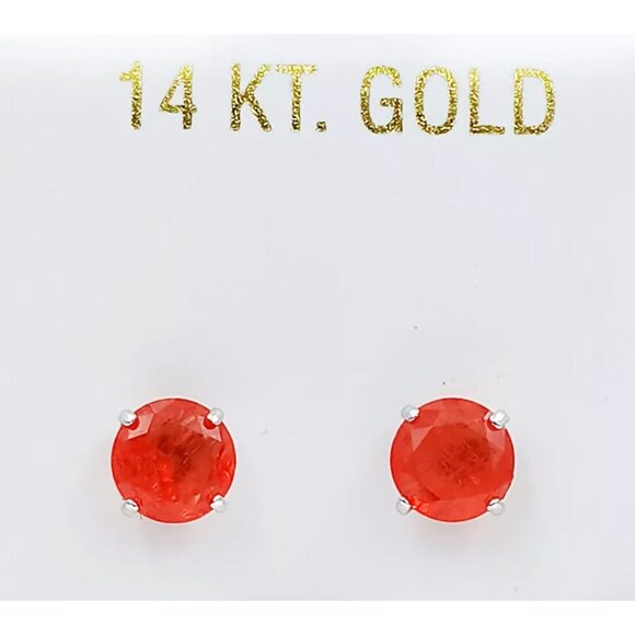 Genuine 2.28 Cts Padparadscha Sapphire Earrings 14k White Gold